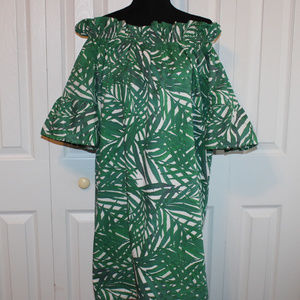 Brooke Wright Off Shoulder Palm Leaves Dress